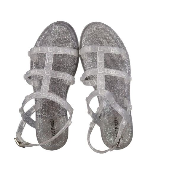 Steve Madden Shoes Womens 5 Sandals Jelly Casual Slingback Glitter Studs Flats - Picture 6 of 12